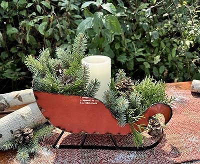Sleigh Metal Recycled Art 13.5